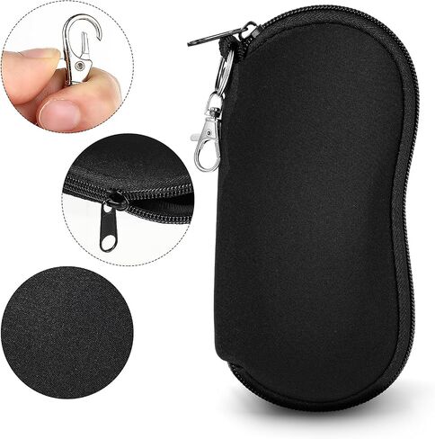 2 Pack Neoprene Eyeglass Case Soft Eyeglass Cases For Men Zipper Sunglasses Soft Case Portable Sunglasses Case With Clip Ultra Light Sunglasses Safety Pouch Sunglass Holder For Purse For Men Women in Saudi Arabia