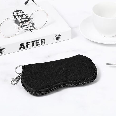 2 Pack Neoprene Eyeglass Case Soft Eyeglass Cases For Men Zipper Sunglasses Soft Case Portable Sunglasses Case With Clip Ultra Light Sunglasses Safety Pouch Sunglass Holder For Purse For Men Women in Saudi Arabia