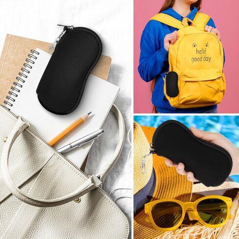 2 Pack Neoprene Eyeglass Case Soft Eyeglass Cases For Men Zipper Sunglasses Soft Case Portable Sunglasses Case With Clip Ultra Light Sunglasses Safety Pouch Sunglass Holder For Purse For Men Women in Saudi Arabia