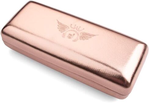 Metal Hard Case for Eyeglasses - Luxury Storage for Women, Men, Unisex & stylish eyeglass chain holder (PINK GOLD) in Saudi Arabia