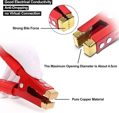 Jumper Cable Clamps Heavy Duty 1000A Battery Cable Clamps 16.5cm Jumper Cable Clamps Pure Copper, with Insulating Sheath for Cars,Trucks, Ships (1000A 2PCS) in Kuwait
