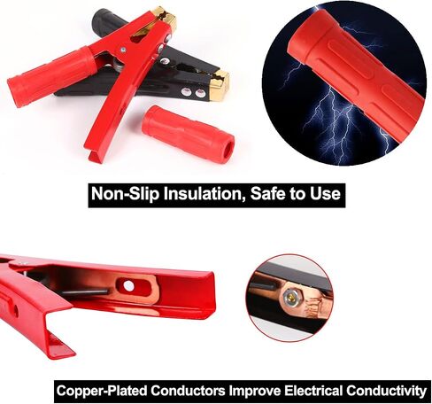 Jumper Cable Clamps Heavy Duty 1000A Battery Cable Clamps 16.5cm Jumper Cable Clamps Pure Copper, with Insulating Sheath for Cars,Trucks, Ships (1000A 2PCS) in Kuwait