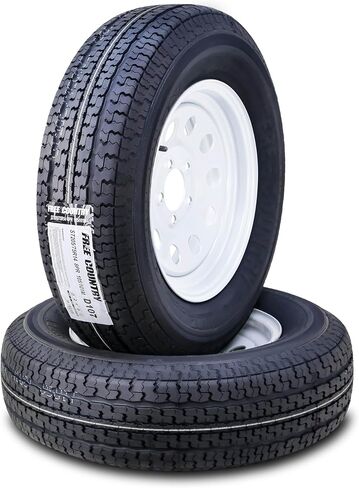 Trailer Tire Wheel Assembly ST205/75R14 8-Ply D 105M 5 Lug on 4.5" PCD White Mod Wheel, SET 2 in Saudi Arabia