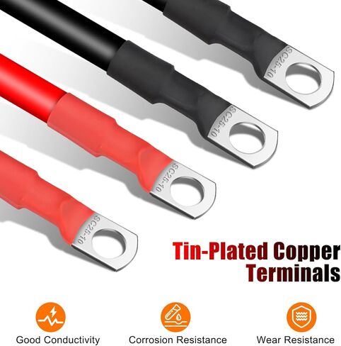 Linkstyle 6PCS 4 AWG Battery Cables, 30CM/12inch Marine Battery Inverter Cables Set, with 3/8" Tinned Copper Lugs, for Automotive Solar, ATV, RV in Saudi Arabia