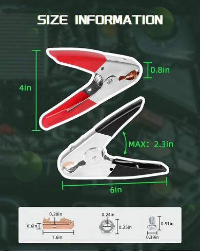 SCITOO 2 PCS Jumper Cable Clamps 1100A Heavy Duty Insulated Parrot Clips Jumper Cables Boost Clamp, Battery Charger Clamps Replacement for Car Auto Vehicle Boat Red&Black, ETL/CETL Listed in Saudi Arabia
