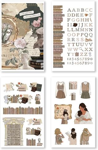 ملصقات مخططة من Rongrong Bookworm 3 موضوع للمخططين والتقويمات والمجلات - مثالية لمحبي الكتب - ملحقات سجل القصاصات - 24 صفحة in Kuwait