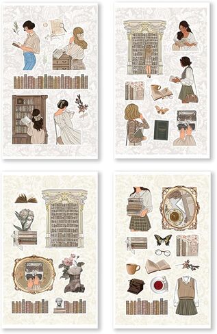 ملصقات مخططة من Rongrong Bookworm 3 موضوع للمخططين والتقويمات والمجلات - مثالية لمحبي الكتب - ملحقات سجل القصاصات - 24 صفحة in Kuwait