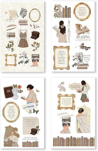 ملصقات مخططة من Rongrong Bookworm 3 موضوع للمخططين والتقويمات والمجلات - مثالية لمحبي الكتب - ملحقات سجل القصاصات - 24 صفحة in Kuwait