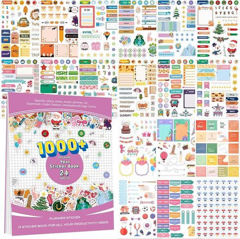 24 Sheets 1700 pcs Colorful Aesthetic Planner Stickers, to-do List Stickers for Adults Planner, Journal Stickers, Planner Accessories for Women, Daily Planners Stickers (Green) in Saudi Arabia