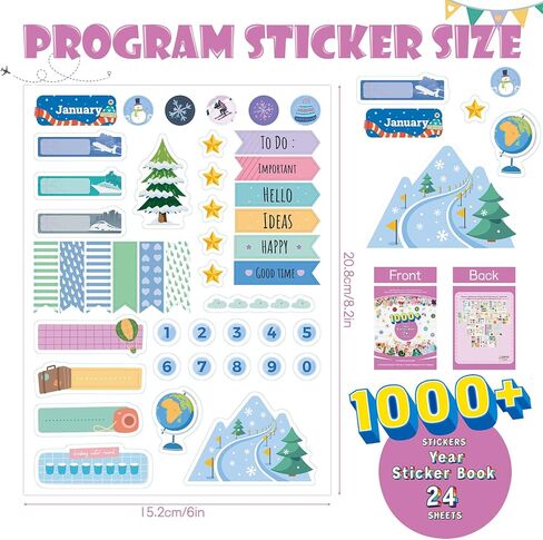24 Sheets 1700 pcs Colorful Aesthetic Planner Stickers, to-do List Stickers for Adults Planner, Journal Stickers, Planner Accessories for Women, Daily Planners Stickers (Green) in Saudi Arabia