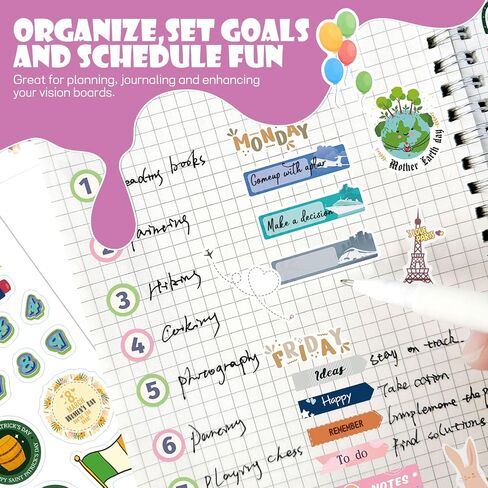 24 Sheets 1700 pcs Colorful Aesthetic Planner Stickers, to-do List Stickers for Adults Planner, Journal Stickers, Planner Accessories for Women, Daily Planners Stickers (Green) in Saudi Arabia