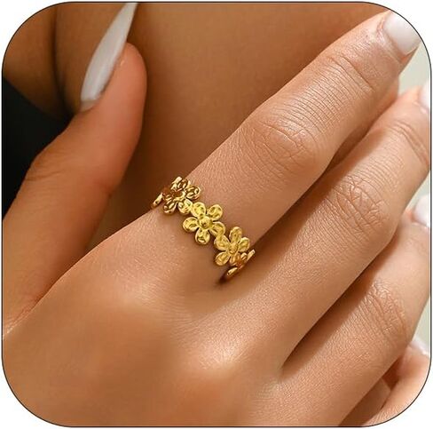 18K Gold Plated Adjustable Rings for Women Dainty Plant Flower Olive Leaf Wrap Ring Trendy Friendship Olive Branch Nature Inspired Jewelry in Saudi Arabia