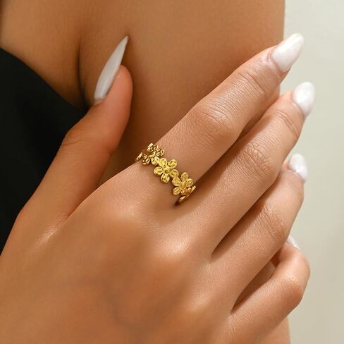 18K Gold Plated Adjustable Rings for Women Dainty Plant Flower Olive Leaf Wrap Ring Trendy Friendship Olive Branch Nature Inspired Jewelry in Saudi Arabia
