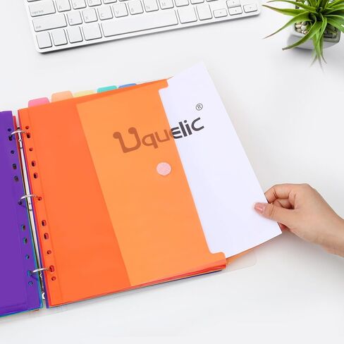 Uquelic 3 Ring Binder with 12 Binder Pocket Folders, Letter Size, Color Binder Pouch for Important Paper Files, Documents, Photos, Letters, Cards (Clear) in Kuwait
