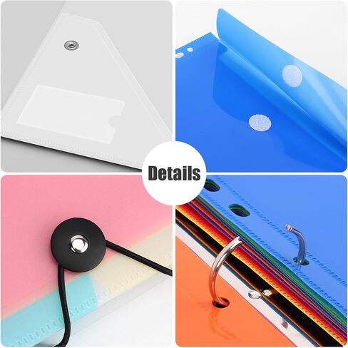 Uquelic 3 Ring Binder with 12 Binder Pocket Folders, Letter Size, Color Binder Pouch for Important Paper Files, Documents, Photos, Letters, Cards (Clear) in Kuwait