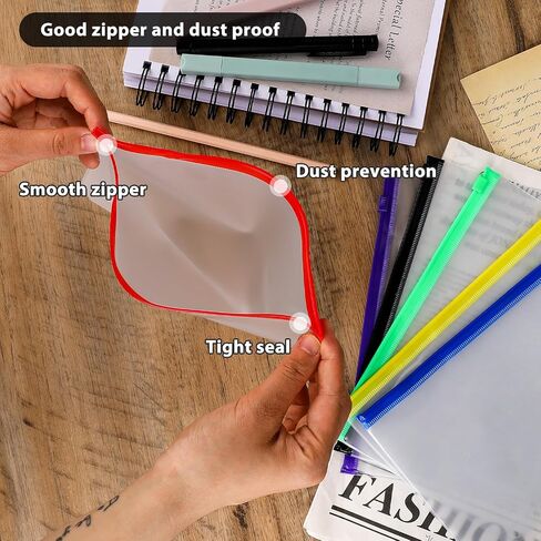 12PCS A5 Binder Inserts Pockets 6-Hole A5 Zippered Binder Envelope Pouches for 6-Ring Budget Cash Envelope Clear Money Organizer with 42 Sticky Binder Labels for 6-Ring Notebook Binder in Saudi Arabia