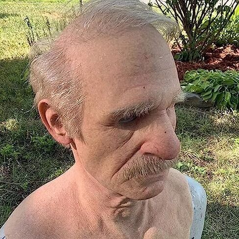 Demasko Halloween Realistic Old Man Wrinkle Full Head Mask Halloween Masquerade Party Props in Saudi Arabia
