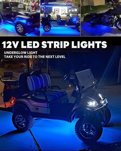 12V Led Light Strip 12.7" Waterproof Blue Led Light Strips for Car Golf Cart Motorcycles Truck Boat Led Strip Lights,Pack of 4 in Saudi Arabia