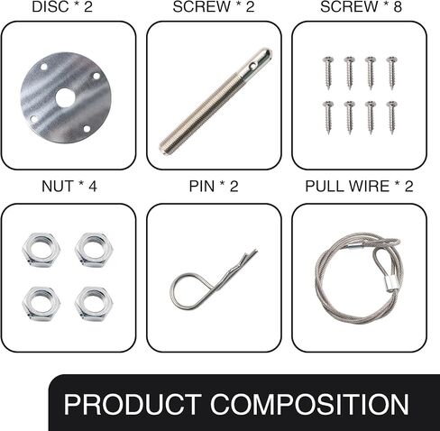 2 PCS Car Engine Hood Lock Pin Kit, High-Hardness Stainless Steel + Iron Cable-Type Fixed Shock-Absorbing Invisible Car Head Modified Hood Lock, Repair Accessories, for Most Models (Silver) in Saudi Arabia