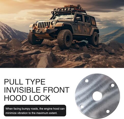 2 PCS Car Engine Hood Lock Pin Kit, High-Hardness Stainless Steel + Iron Cable-Type Fixed Shock-Absorbing Invisible Car Head Modified Hood Lock, Repair Accessories, for Most Models (Silver) in Saudi Arabia