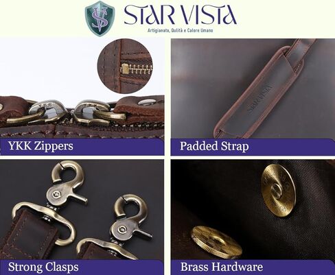 حقيبة سكالا للأعمال مقاس 18 بوصة، حقيبة جلدية محببة بالكامل للرجال، مقصورات ثلاثية، سحابات YKK وأجهزة نحاسية، حقيبة سفر، تناسب كمبيوتر محمول يصل إلى 18 بوصة in Kuwait