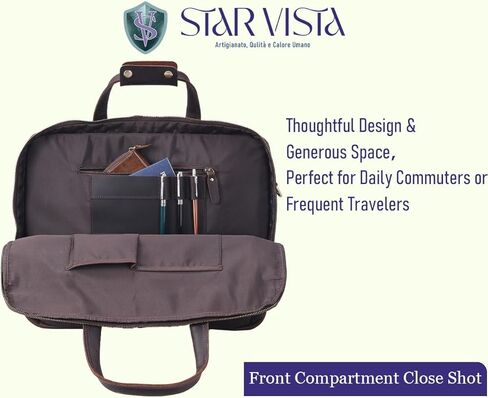 حقيبة سكالا للأعمال مقاس 18 بوصة، حقيبة جلدية محببة بالكامل للرجال، مقصورات ثلاثية، سحابات YKK وأجهزة نحاسية، حقيبة سفر، تناسب كمبيوتر محمول يصل إلى 18 بوصة in Kuwait