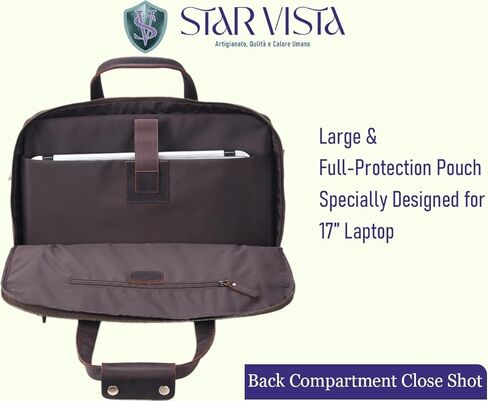 حقيبة سكالا للأعمال مقاس 18 بوصة، حقيبة جلدية محببة بالكامل للرجال، مقصورات ثلاثية، سحابات YKK وأجهزة نحاسية، حقيبة سفر، تناسب كمبيوتر محمول يصل إلى 18 بوصة in Kuwait