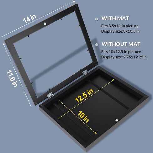 LaVie Home 10x12.5 Kids Art Frame 1 Pack Black Art Frame for Kids Artwork Changeable- Displays 10x12.5 Without Mat, Horizontal and Vertical Wall Mount for Children Art Projects in Kuwait