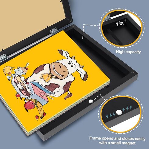 LaVie Home 10x12.5 Kids Art Frame 1 Pack Black Art Frame for Kids Artwork Changeable- Displays 10x12.5 Without Mat, Horizontal and Vertical Wall Mount for Children Art Projects in Kuwait
