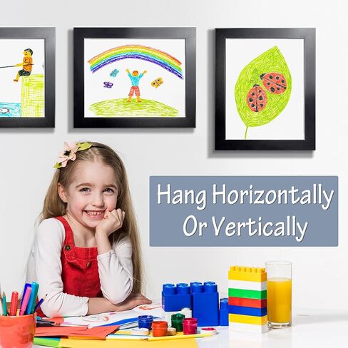 LaVie Home 10x12.5 Kids Art Frame 1 Pack Black Art Frame for Kids Artwork Changeable- Displays 10x12.5 Without Mat, Horizontal and Vertical Wall Mount for Children Art Projects in Kuwait