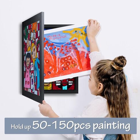 LaVie Home 10x12.5 Kids Art Frame 1 Pack Black Art Frame for Kids Artwork Changeable- Displays 10x12.5 Without Mat, Horizontal and Vertical Wall Mount for Children Art Projects in Kuwait