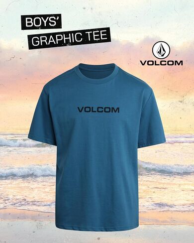 تي شيرت Volcom للأولاد - تي شيرت قطني أساسي للأطفال بأكمام قصيرة - تي شيرت كلاسيكي برسومات بياقة دائرية للأولاد (8-16) in Kuwait