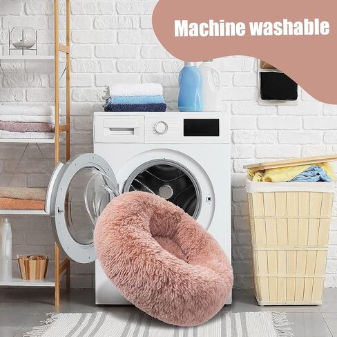 سرير SOYATER للكلاب الصغيرة والقطط، سرير للكلاب والقطط مضاد للقلق، سرير للكلاب والجراء، قابل للغسل في الغسالة، سرير فاخر ومنفوش للحيوانات الأليفة BL011 (40 سم، وردي) in Kuwait