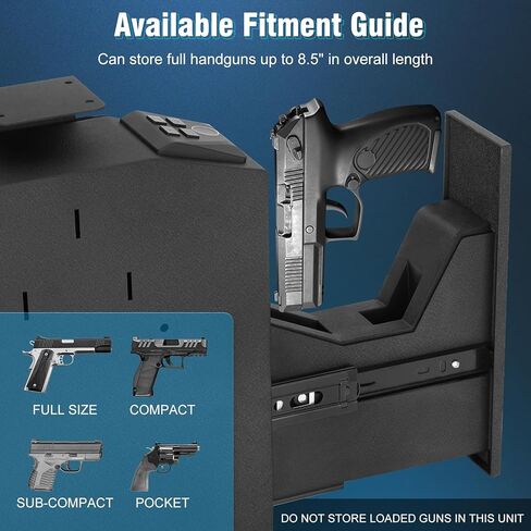 Pistol Safe with Biometric Fingerprint for Truck, Desk, Bedside, Wall, Biometric Pistol Safe with Fingerprint, PIN Code, KEY Access, Auto Sliding Door Gun Safe Box in Kuwait