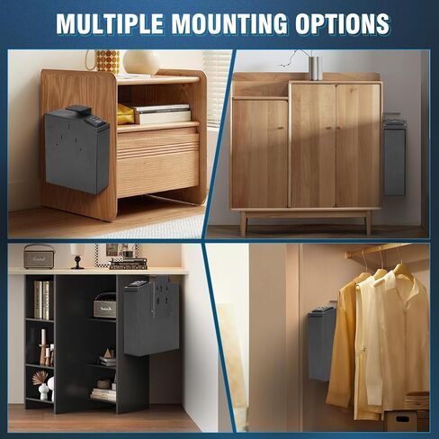 Pistol Safe with Biometric Fingerprint for Truck, Desk, Bedside, Wall, Biometric Pistol Safe with Fingerprint, PIN Code, KEY Access, Auto Sliding Door Gun Safe Box in Kuwait