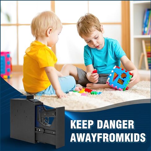 Pistol Safe with Biometric Fingerprint for Truck, Desk, Bedside, Wall, Biometric Pistol Safe with Fingerprint, PIN Code, KEY Access, Auto Sliding Door Gun Safe Box in Kuwait