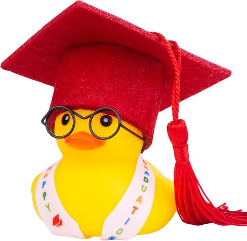 Graduation Duck Car Ornament Yellow Rubber Duck Car Dashboard Decor with Mini Graduation Hat Sash Glasses in Saudi Arabia