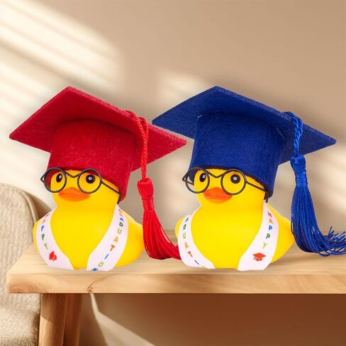 Graduation Duck Car Ornament Yellow Rubber Duck Car Dashboard Decor with Mini Graduation Hat Sash Glasses in Saudi Arabia