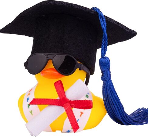 Graduation Duck Car Ornament, Rubber Duck Car Dashboard Decor with Mini Graduation Hat Sash Glasses in Saudi Arabia
