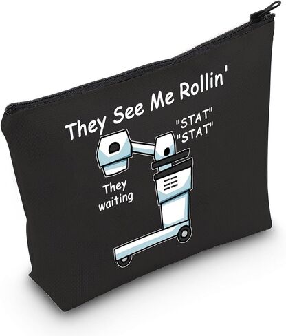 POFULL Xray Tech Gift They See Me Rollin' They Waiting حقيبة مكياج بسحاب، حقيبة سفر، هدية لتقني الأشعة (هم يرونني Rollin' Xray حقيبة مستحضرات التجميل) in Kuwait