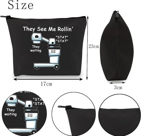 POFULL Xray Tech Gift They See Me Rollin' They Waiting حقيبة مكياج بسحاب، حقيبة سفر، هدية لتقني الأشعة (هم يرونني Rollin' Xray حقيبة مستحضرات التجميل) in Kuwait