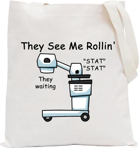 POFULL Xray Tech Gift They See Me Rollin' They Waiting حقيبة مكياج بسحاب، حقيبة سفر، هدية لتقني الأشعة (هم يرونني Rollin' Xray حقيبة مستحضرات التجميل) in Kuwait