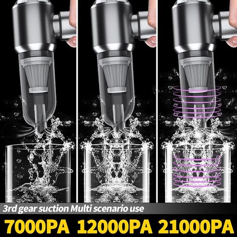 Car Vacuum Portable Cordless - Handheld Vacuum Cordless 4 in 1-3 Gear Adjustment - Brushless Motor - 21000PA High Power, Air Blower - PC Compressed Air Duster 35 Minutes Endurance for Car, Home in Saudi Arabia