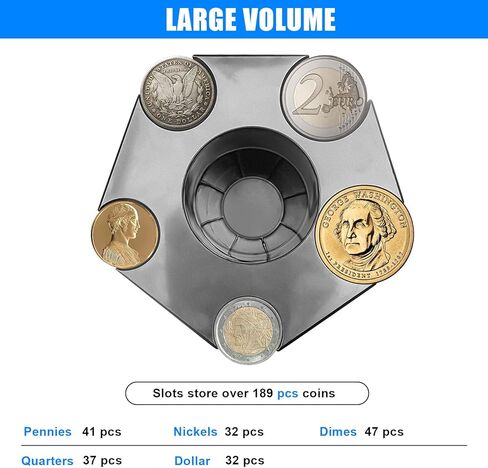 عدادات العملات المعدنية وفرز العملات المعدنية، فارز عملات معدنية قابل للدوران 360 درجة مع حامل أقلام، بنك خنزيري للبالغين والأطفال، منظم عملات معدنية للاستخدام في المنزل والمكتب في السيارة، تخزين أكثر من 189 قطعة عملات معدنية in Kuwait