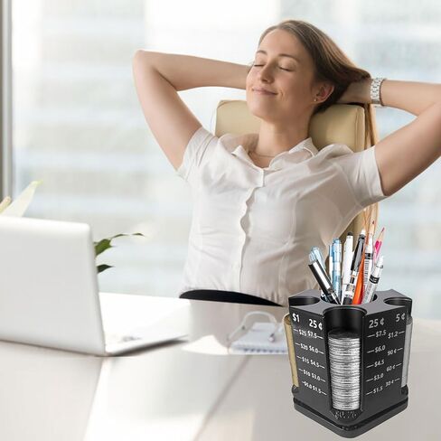 عدادات العملات المعدنية وفرز العملات المعدنية، فارز عملات معدنية قابل للدوران 360 درجة مع حامل أقلام، بنك خنزيري للبالغين والأطفال، منظم عملات معدنية للاستخدام في المنزل والمكتب في السيارة، تخزين أكثر من 189 قطعة عملات معدنية in Kuwait