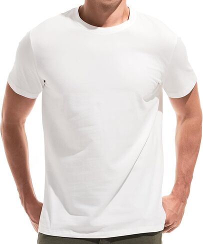 Mens T Shirt - Short Sleeve Crew Neck Soft Fitted Elastic Tees Fresh Classic Tshirts Color 20+ in Saudi Arabia