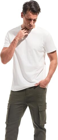 Mens T Shirt - Short Sleeve Crew Neck Soft Fitted Elastic Tees Fresh Classic Tshirts Color 20+ in Saudi Arabia