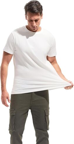 Mens T Shirt - Short Sleeve Crew Neck Soft Fitted Elastic Tees Fresh Classic Tshirts Color 20+ in Saudi Arabia