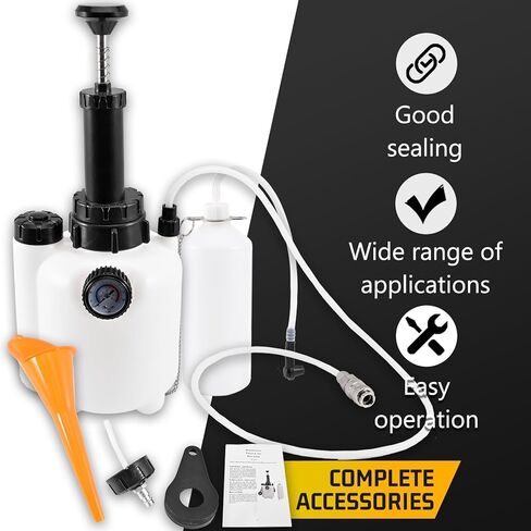 مجموعة مضخة سائل قابض الفرامل اليدوية سعة 3 لتر، أداة نزيف تغيير الزيت الاحترافية لشخص واحد مناسبة لجميع خزانات أسطوانات الفرامل، مع خرطوم وقمع وزجاجة زيت نفايات سعة 1 لتر in Kuwait