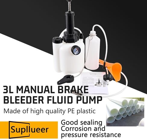 مجموعة مضخة سائل قابض الفرامل اليدوية سعة 3 لتر، أداة نزيف تغيير الزيت الاحترافية لشخص واحد مناسبة لجميع خزانات أسطوانات الفرامل، مع خرطوم وقمع وزجاجة زيت نفايات سعة 1 لتر in Kuwait